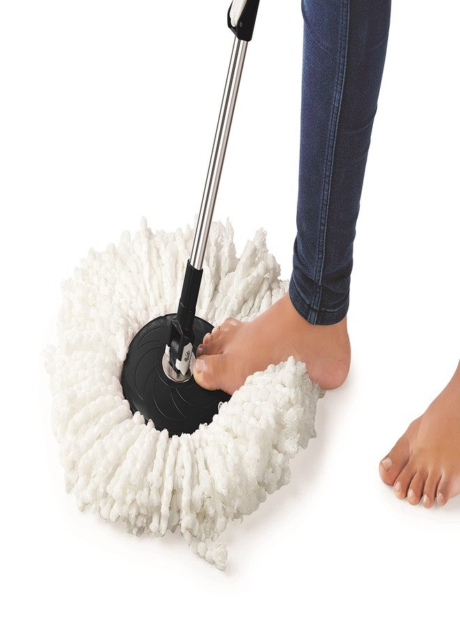 نابيا ممسحة نابيا الدوارة البلاستيكية، بعجلات سهلة الاستخدام ودلو كبير مع قطعتين من الألياف الدقيقة، ممسحة تنظيف أرضيات مع دلو، مجموعة تنظيف أرضيات (أسود، ممسحة بلاستيكية) - Image 5